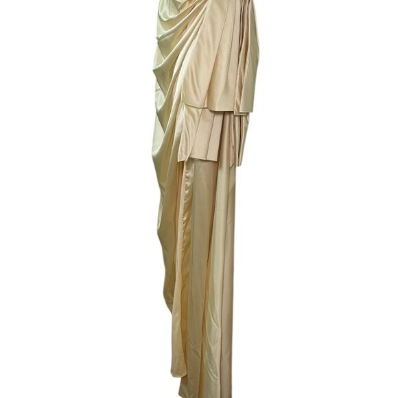 Mac Duggal Butter Yellow Satin Cut Out Gown Dress 68450 Size 2 - Picture 5 of 7